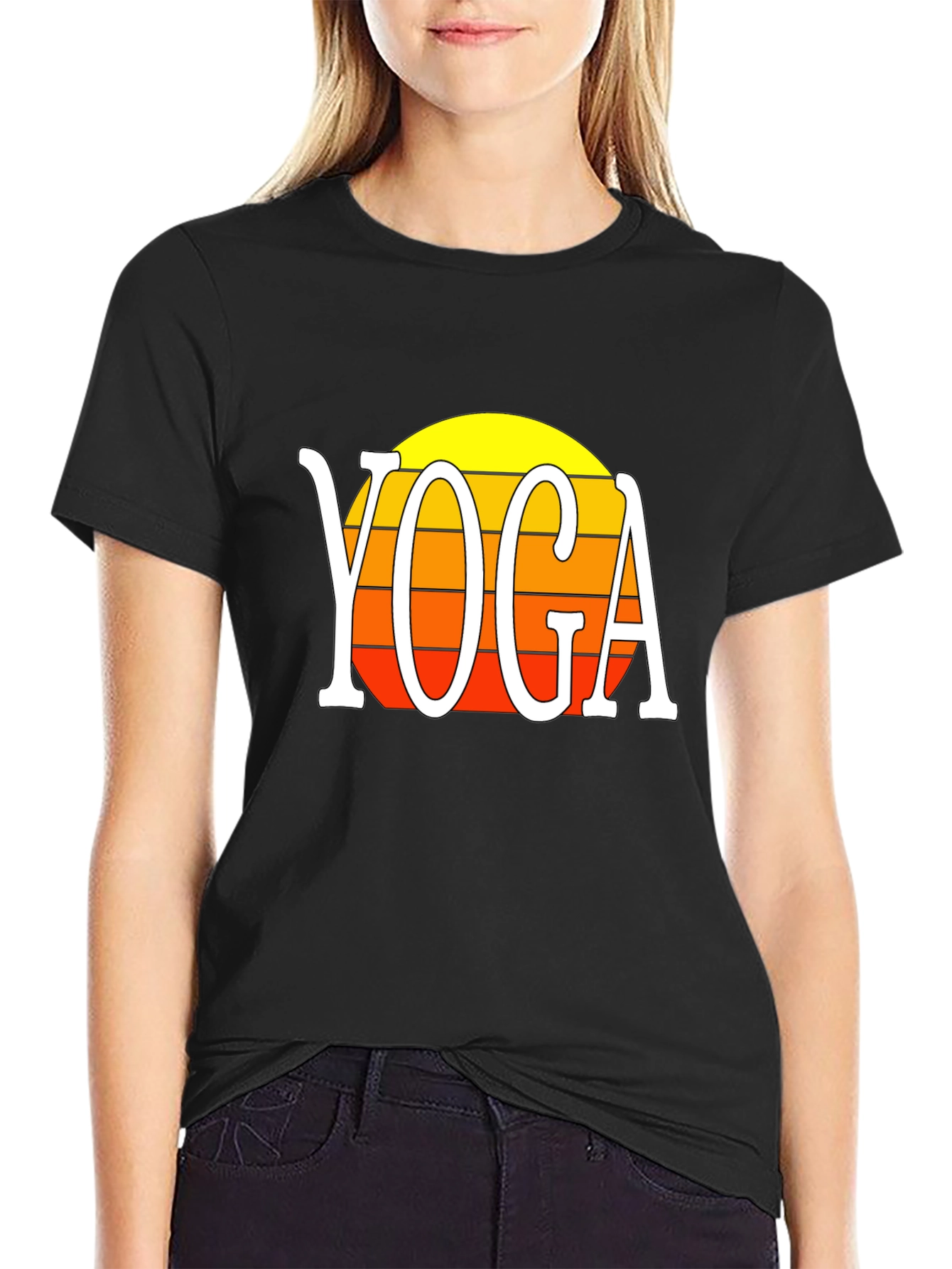 Yoga Sunset Graphic Tee - Retro Style Shirt
