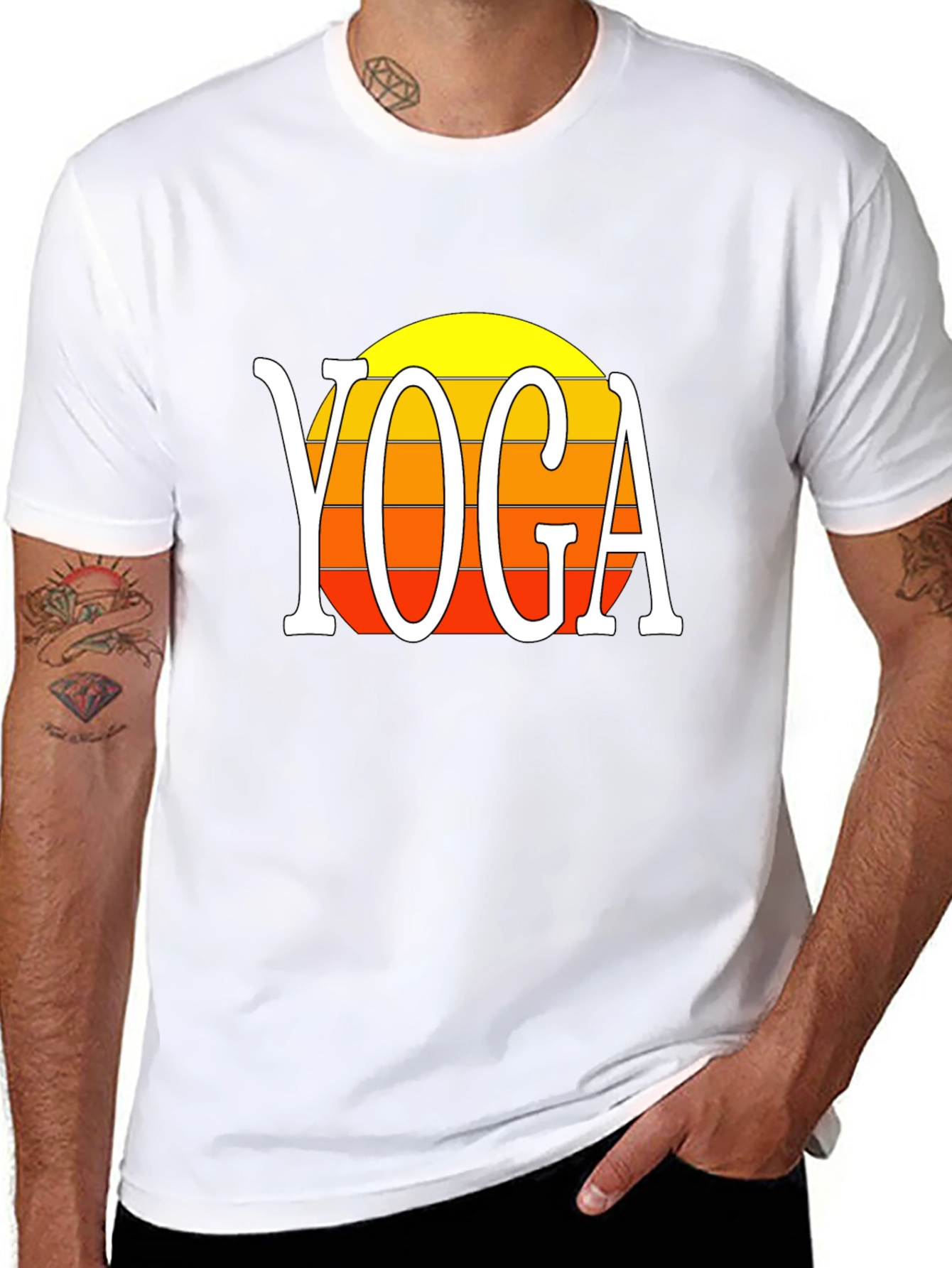 Yoga Sunset Graphic Tee - Retro Style Shirt