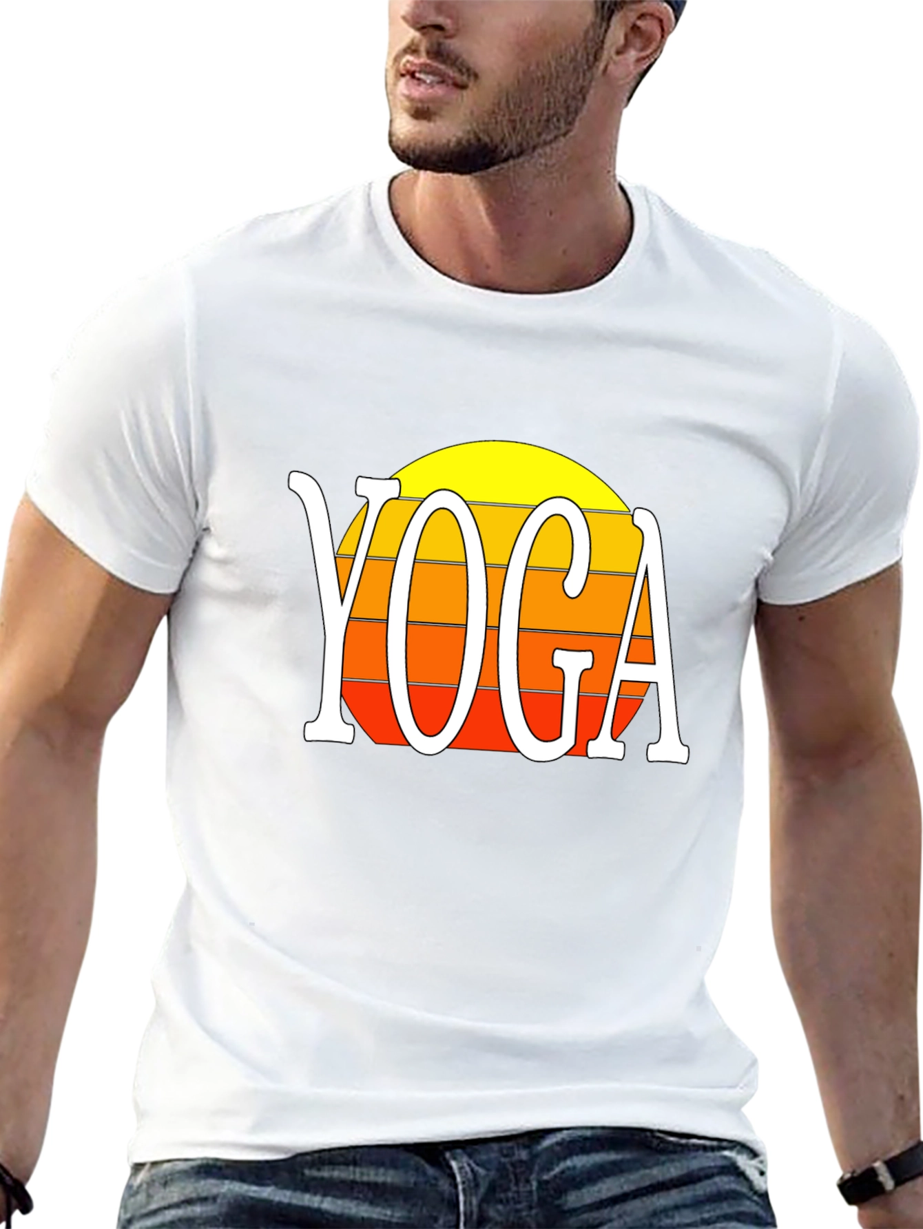Yoga Sunset Graphic Tee - Retro Style Shirt