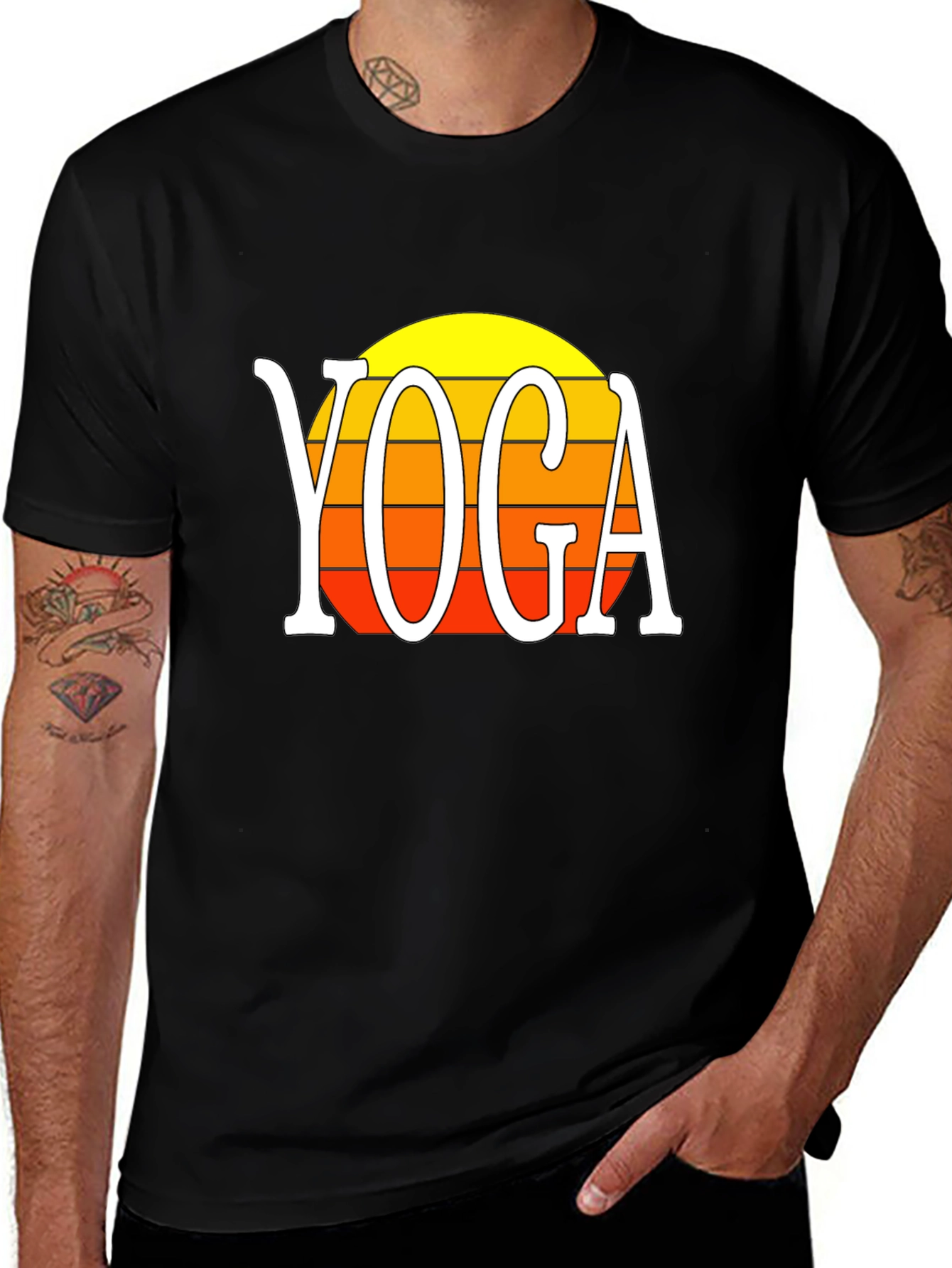 Yoga Sunset Graphic Tee - Retro Style Shirt