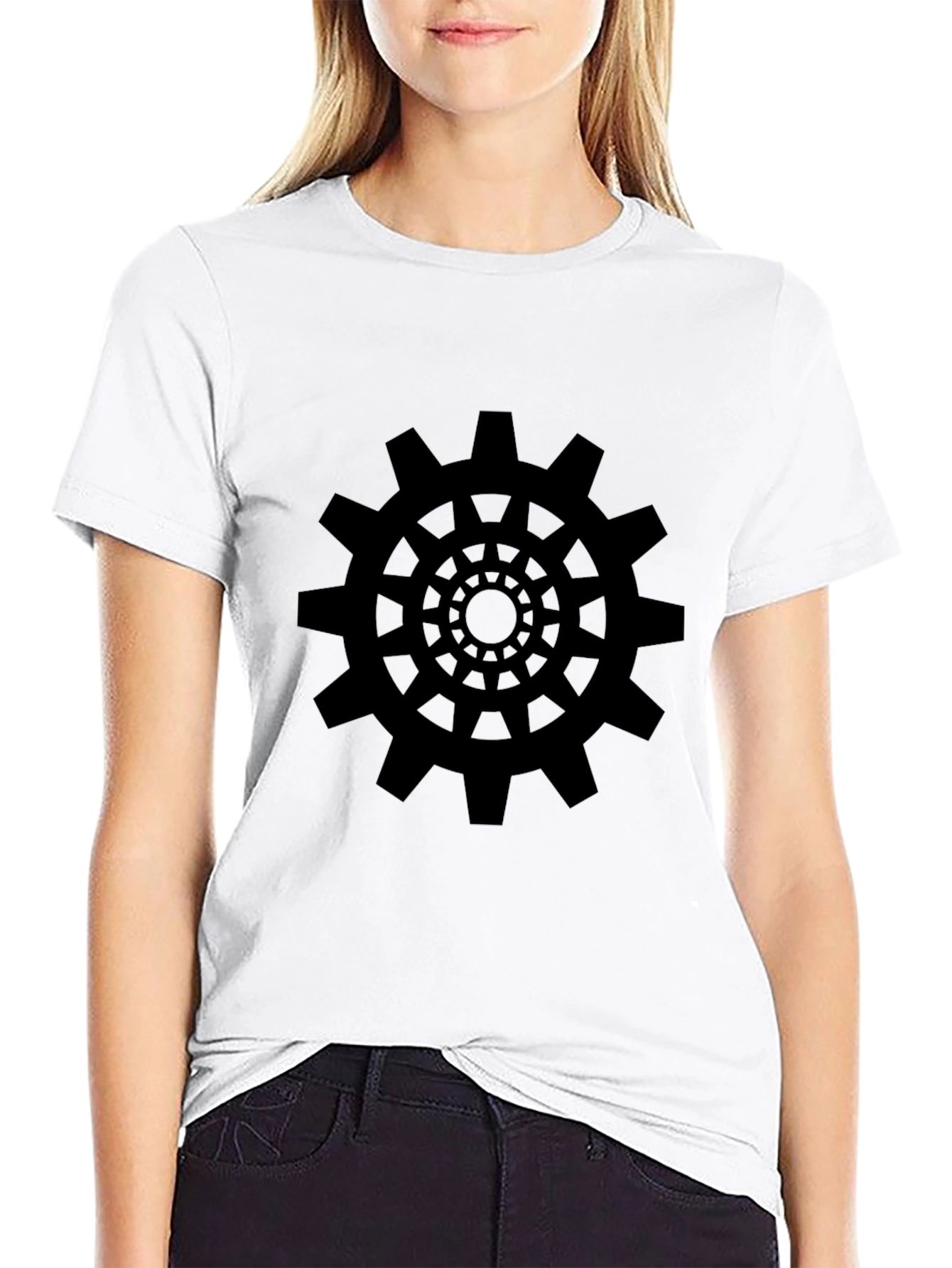 Black Gear Graphic Tee - Modern Design