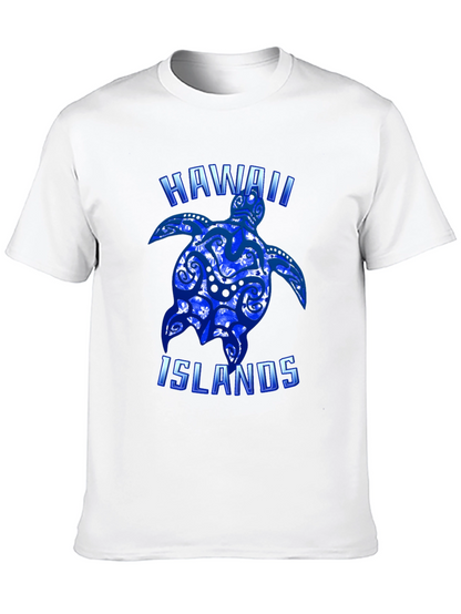 Hawaii Islands Turtle Graphic T-Shirt - Black