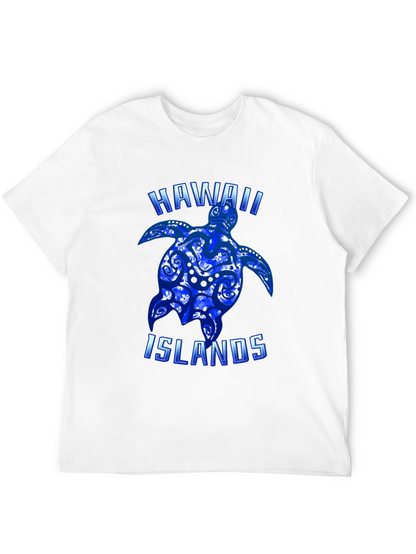 Hawaii Islands Turtle Graphic T-Shirt - Black