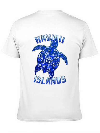 Hawaii Islands Turtle Graphic T-Shirt - Black