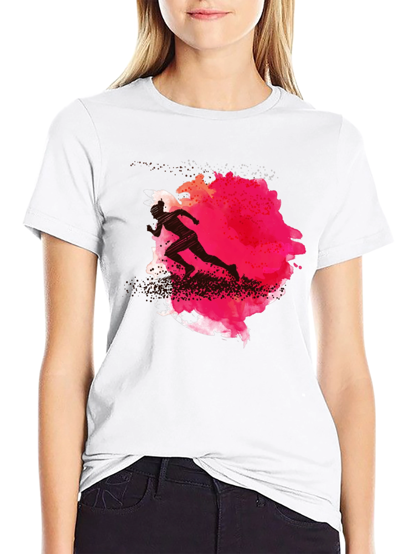 Runner Silhouette Graphic Tee - Black Cotton Blend