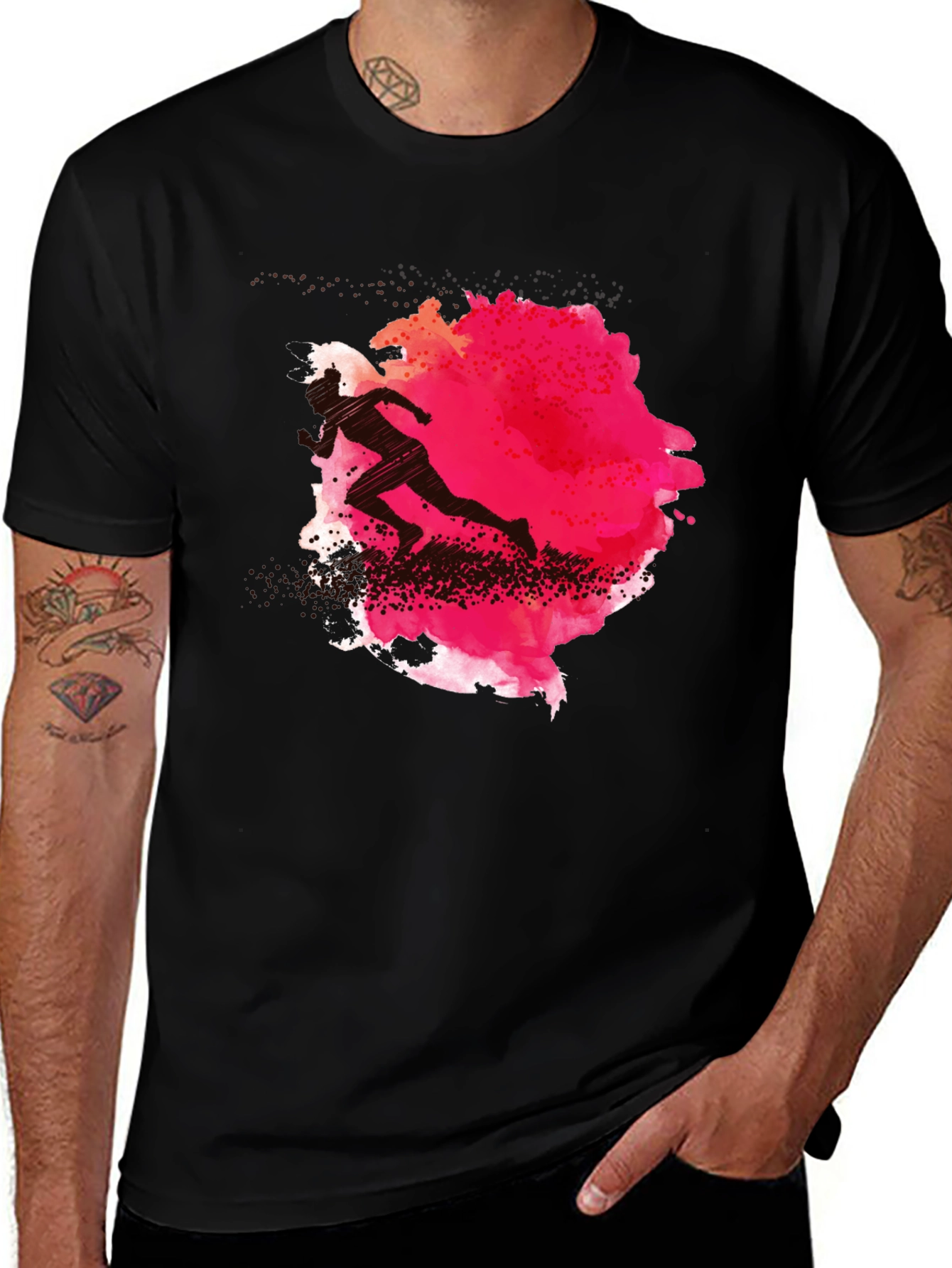 Runner Silhouette Graphic Tee - Black Cotton Blend