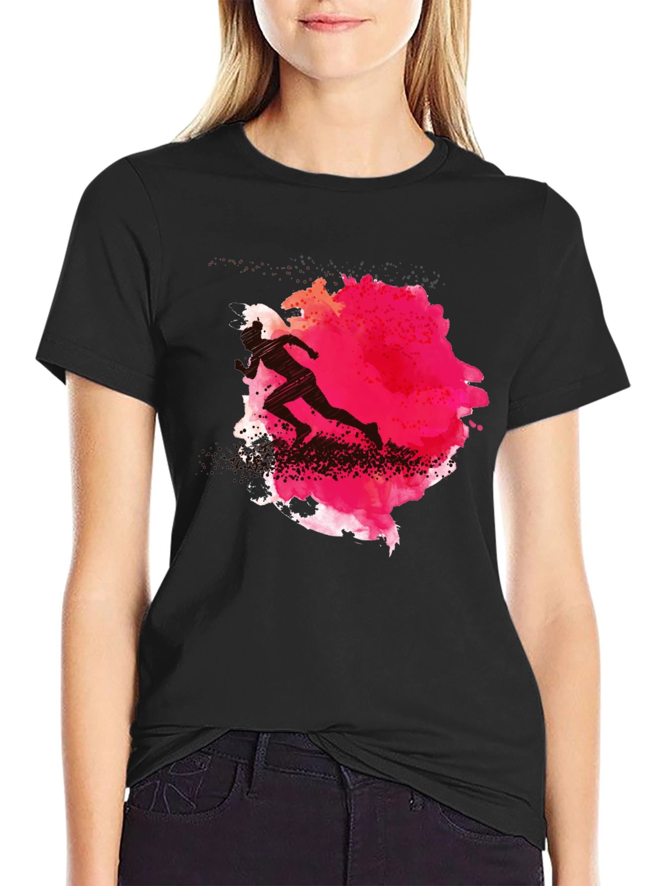 Runner Silhouette Graphic Tee - Black Cotton Blend