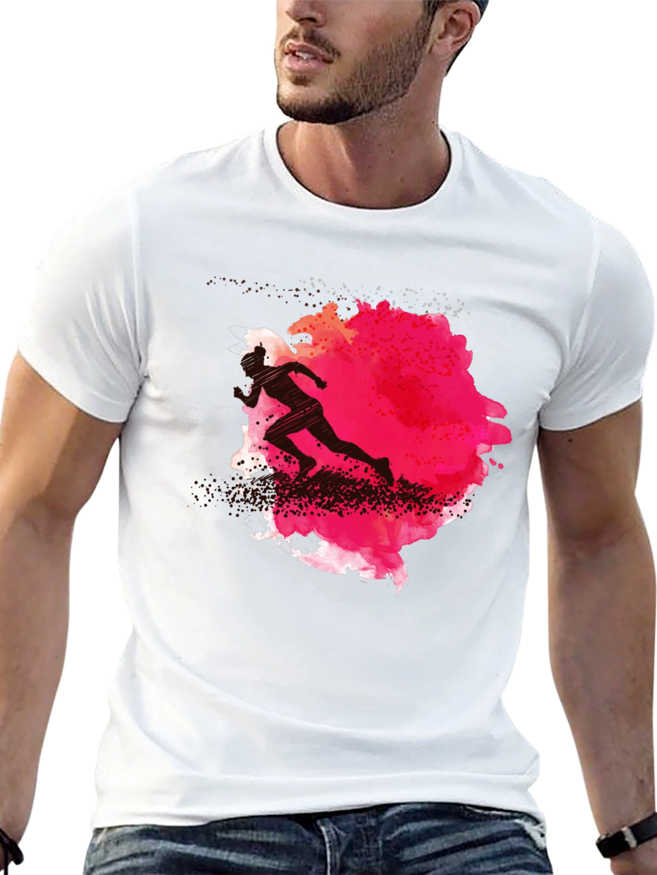 Runner Silhouette Graphic Tee - Black Cotton Blend