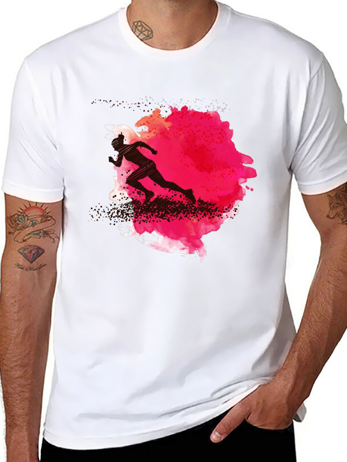 Runner Silhouette Graphic Tee - Black Cotton Blend