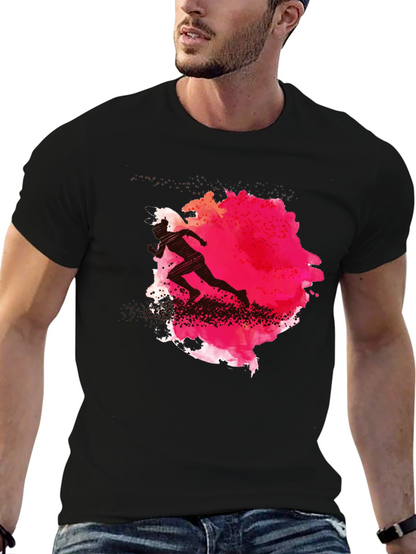 Runner Silhouette Graphic Tee - Black Cotton Blend