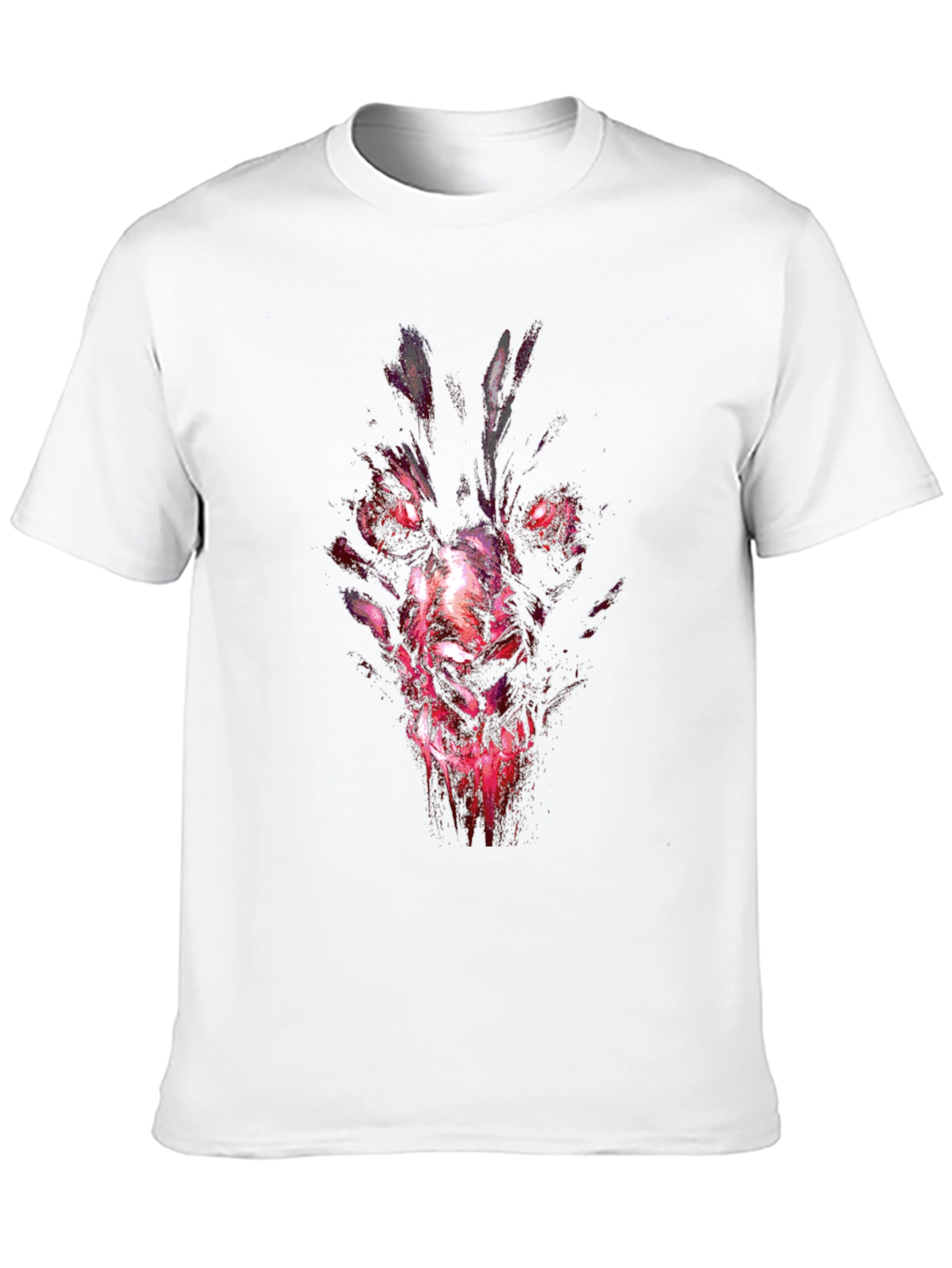 Mens Black Graphic Tee - Wolf Demon Design