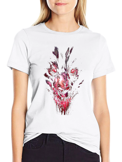 Mens Black Graphic Tee - Wolf Demon Design