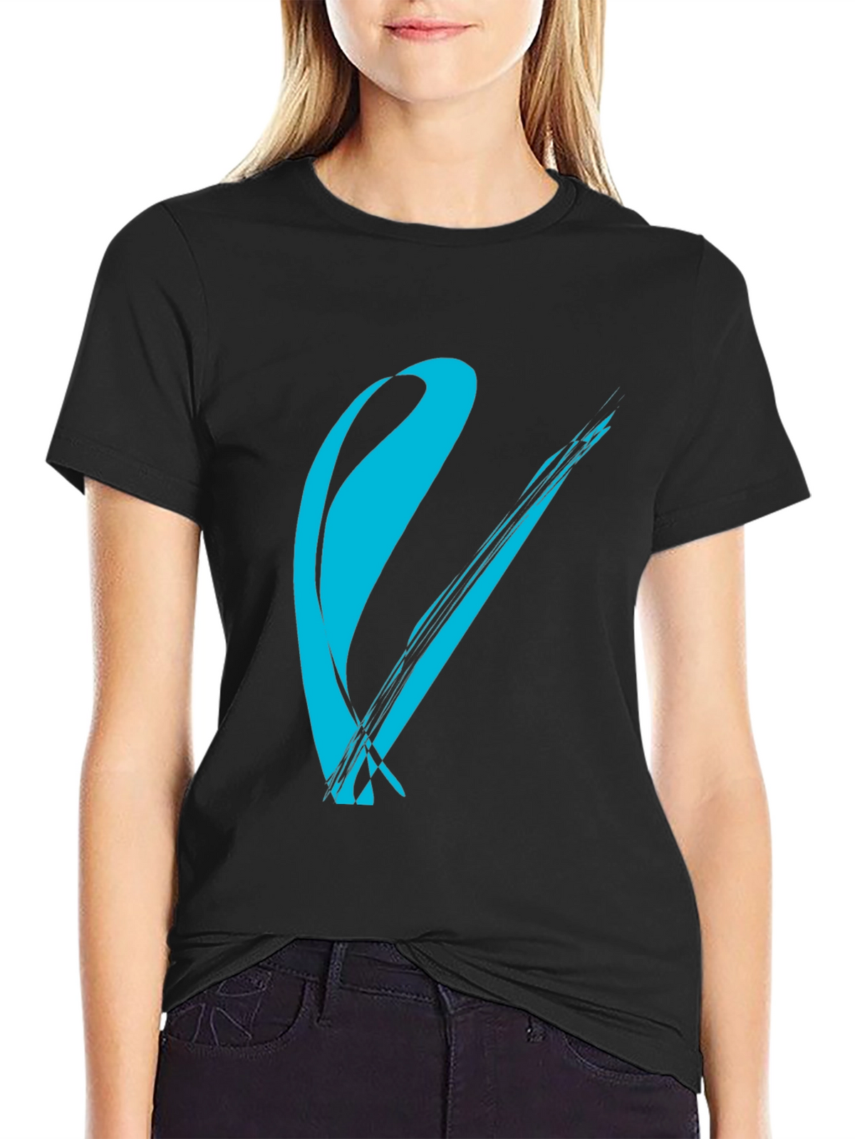 Modern Brush Stroke Graphic Tee - Black