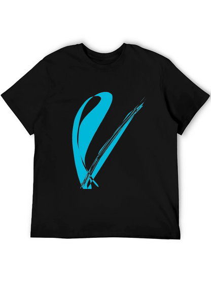 Modern Brush Stroke Graphic Tee - Black