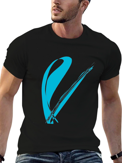 Modern Brush Stroke Graphic Tee - Black