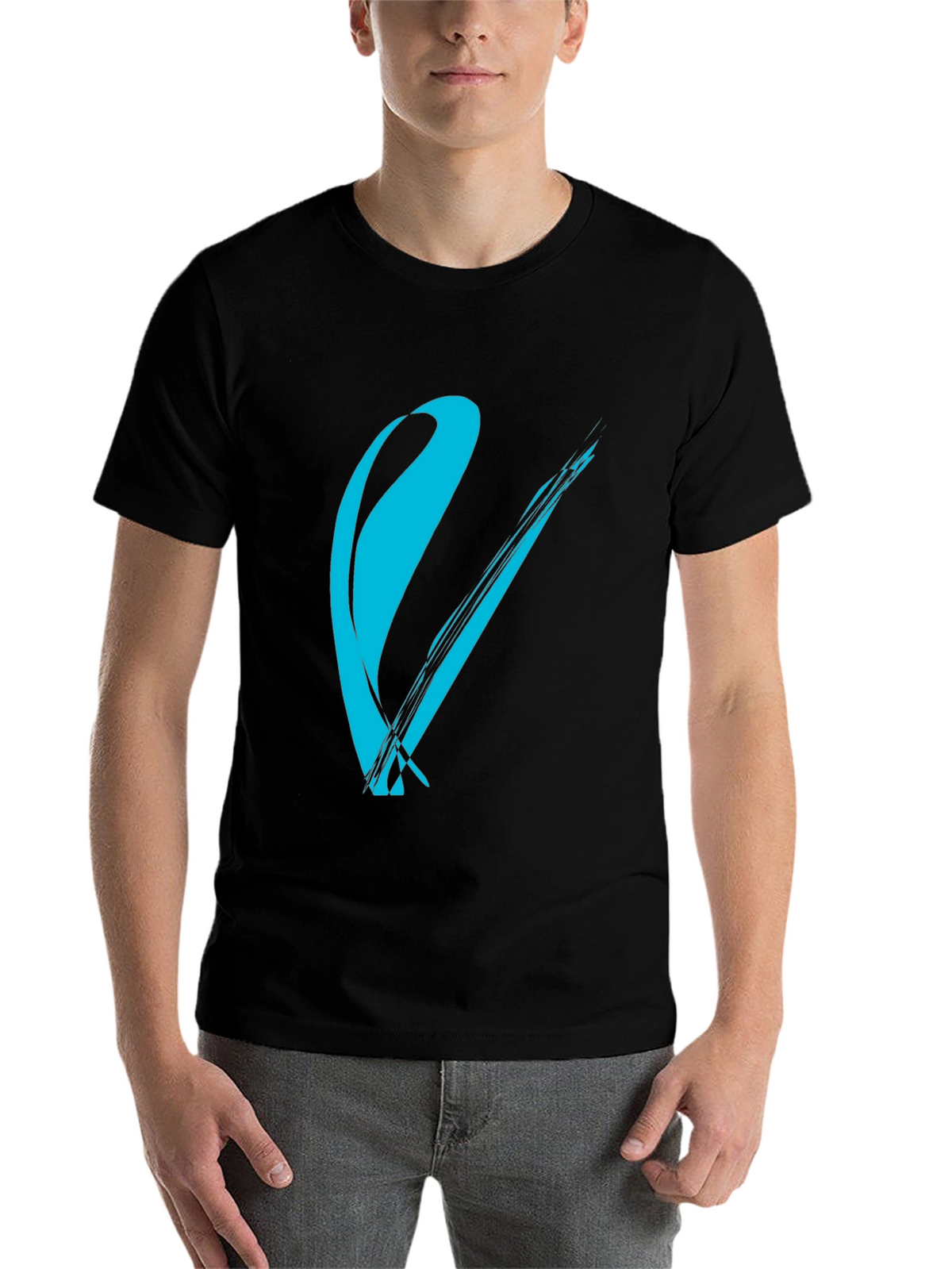 Modern Brush Stroke Graphic Tee - Black