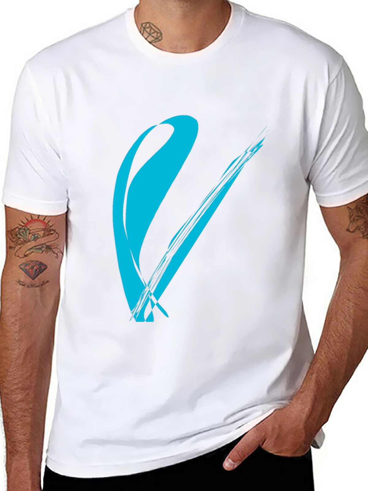 Modern Brush Stroke Graphic Tee - Black