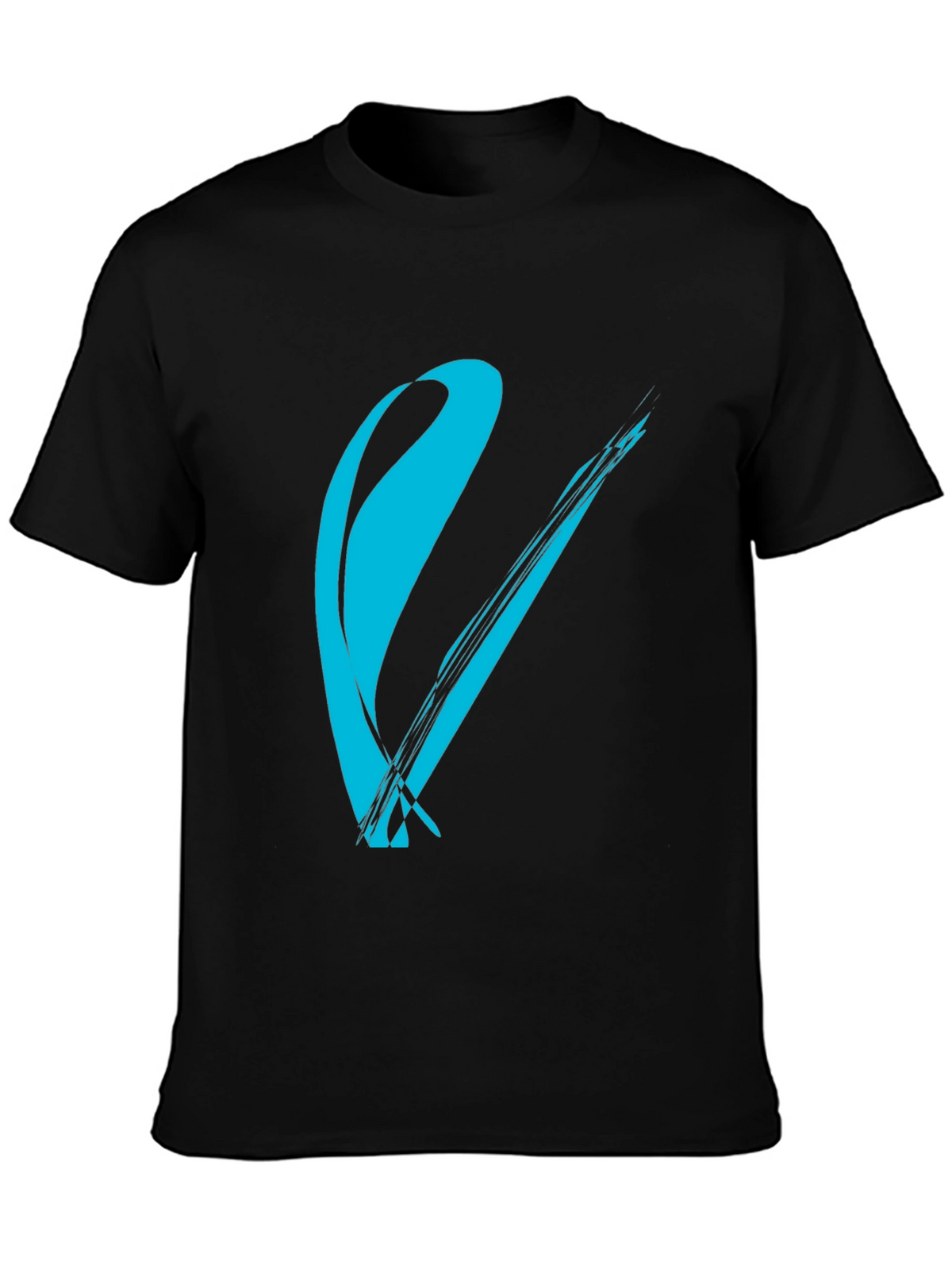 Modern Brush Stroke Graphic Tee - Black