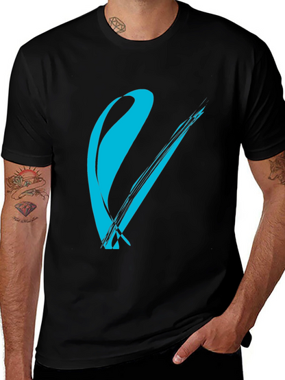 Modern Brush Stroke Graphic Tee - Black