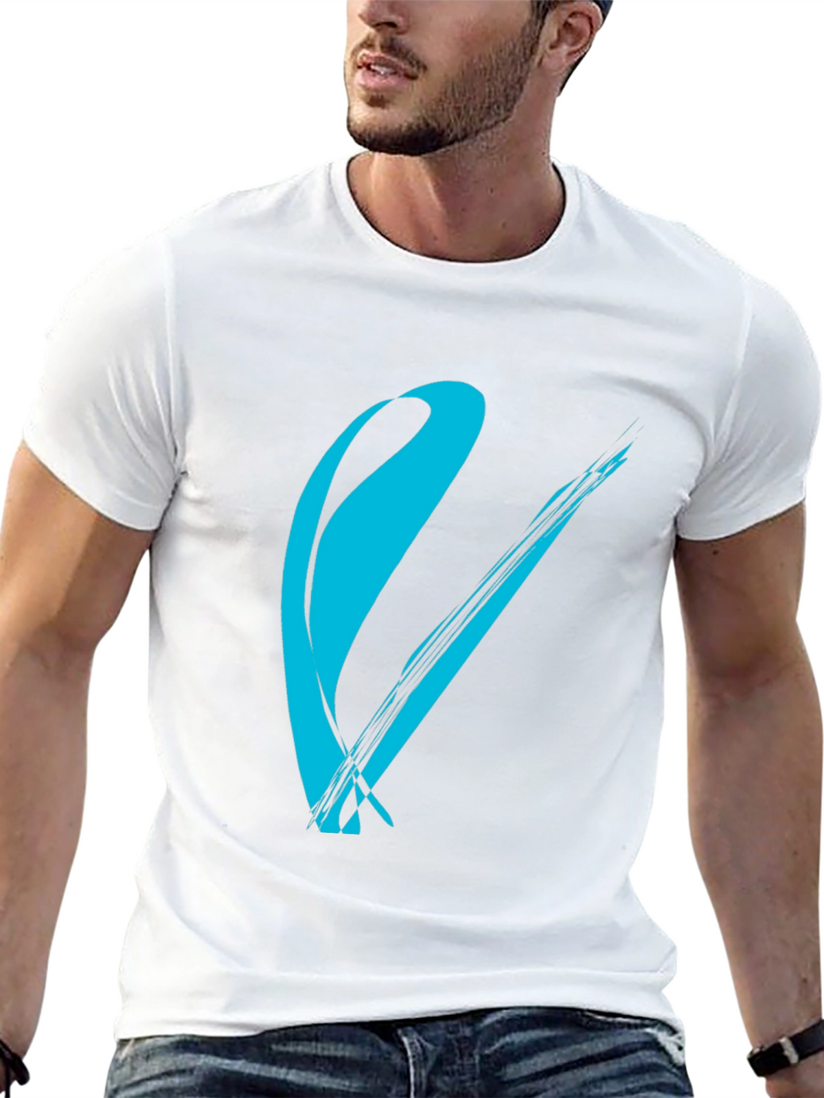 Modern Brush Stroke Graphic Tee - Black