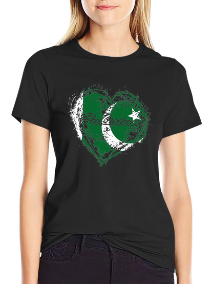 Pakistan Flag Heart T-Shirt - Patriotic Graphic Tee