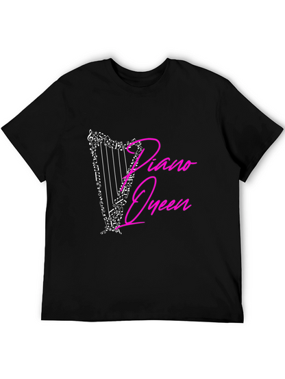 Piano Queen Harp Music Notes Graphic T-Shirt