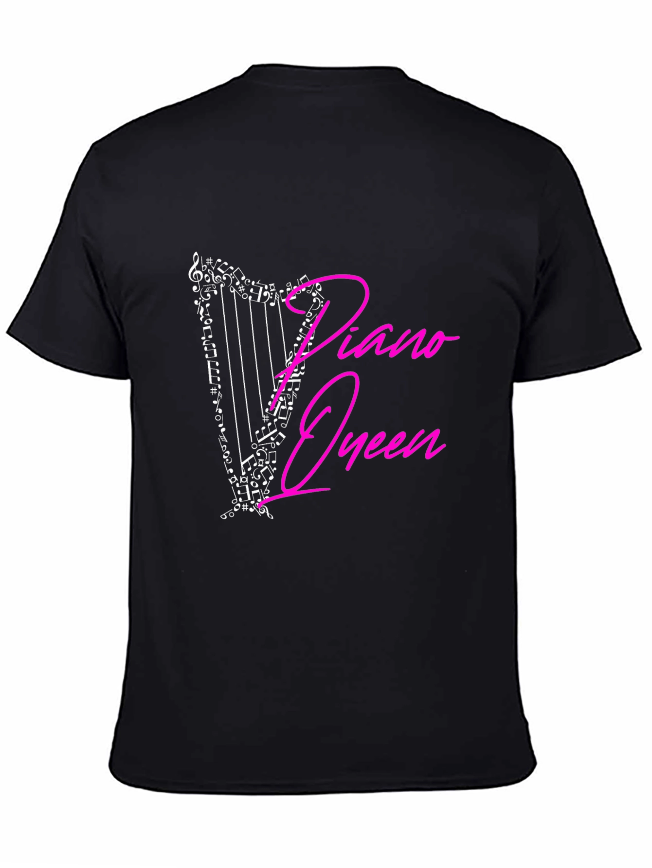 Piano Queen Harp Music Notes Graphic T-Shirt