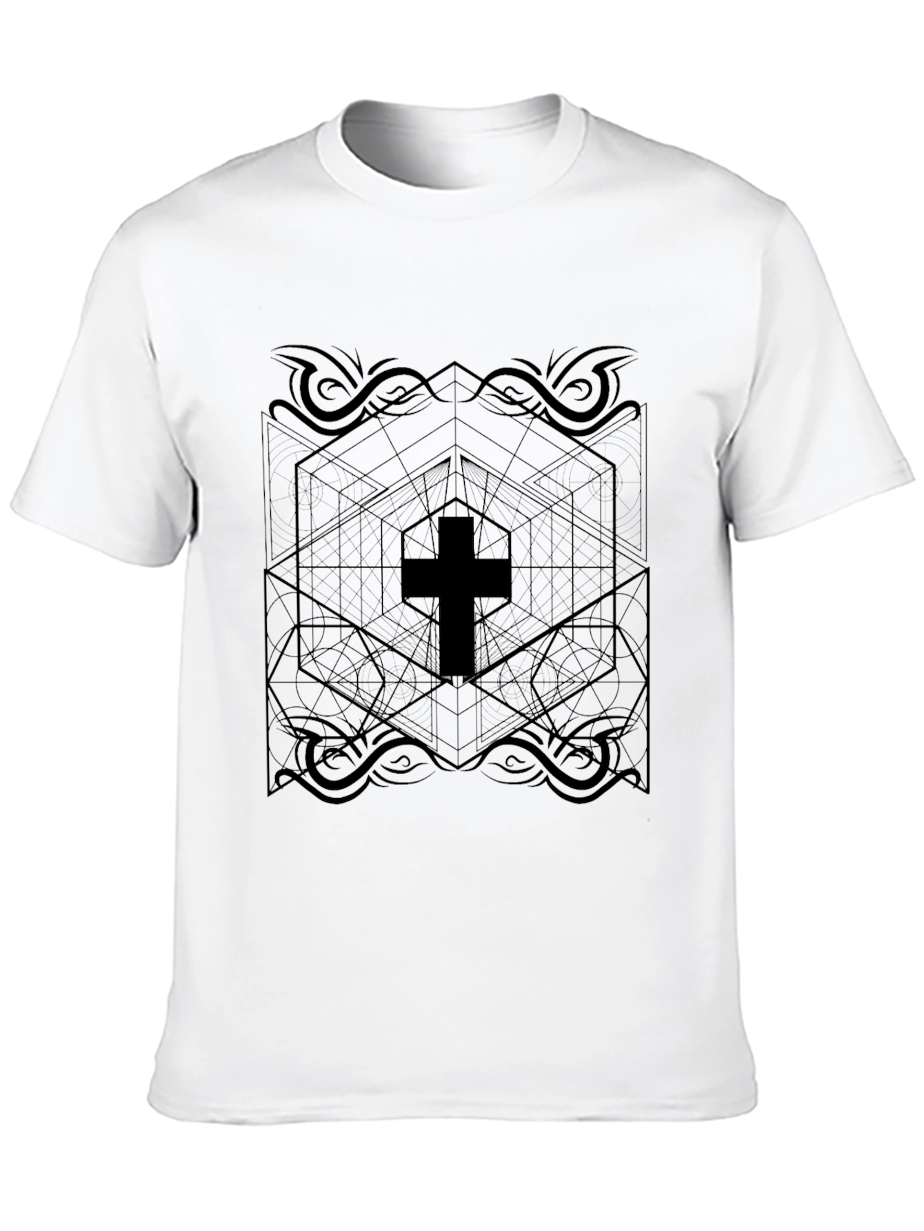 Geometric Cross Graphic T-Shirt