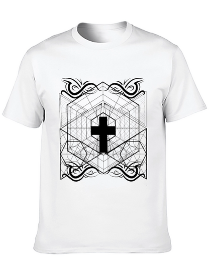 Geometric Cross Graphic T-Shirt