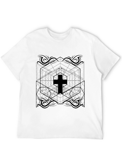 Geometric Cross Graphic T-Shirt