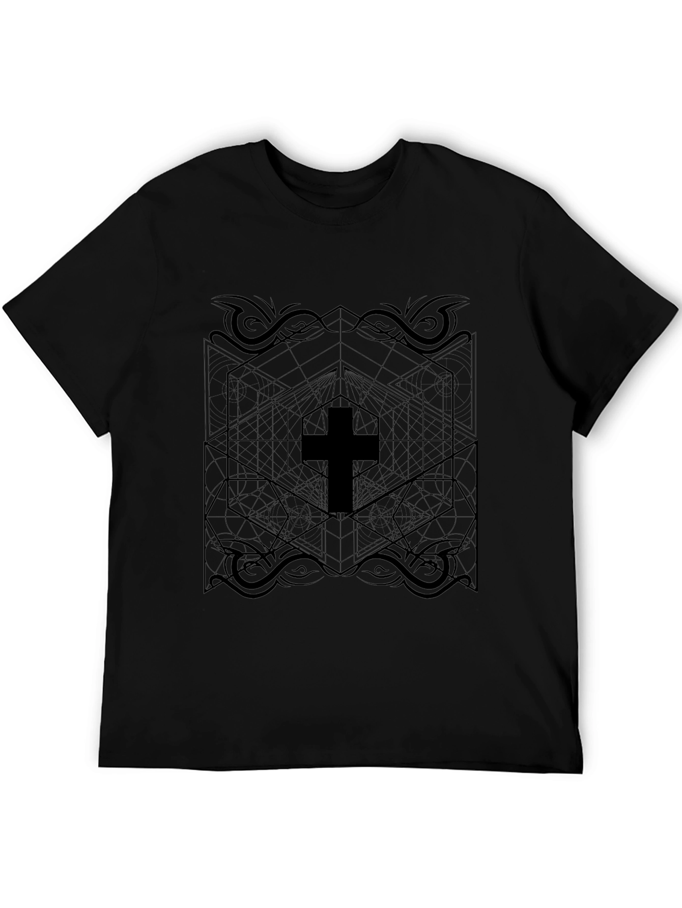 Geometric Cross Graphic T-Shirt