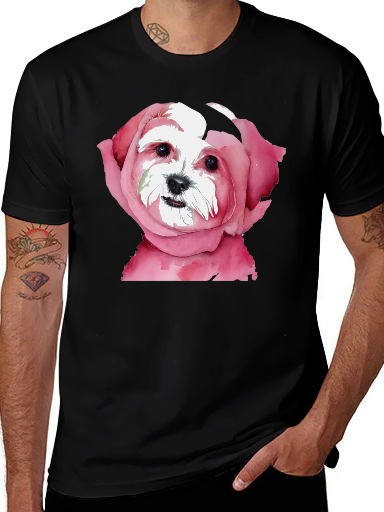 Dog in Rose T-Shirt: Unique Floral Puppy Tee