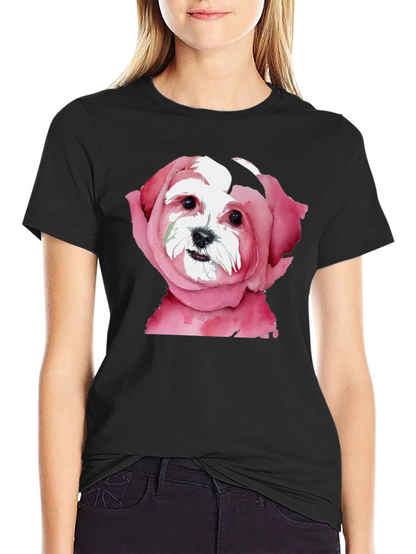 Dog in Rose T-Shirt: Unique Floral Puppy Tee
