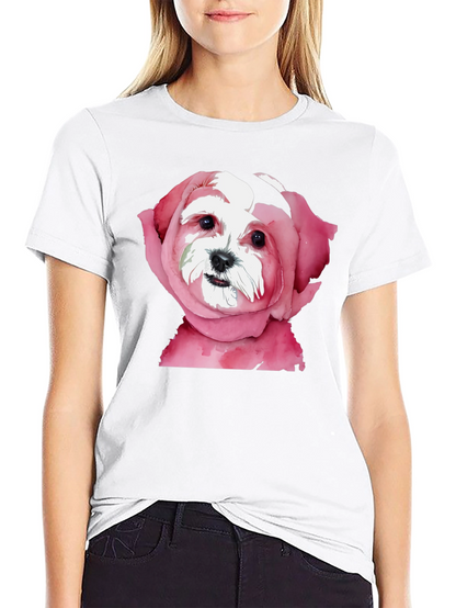 Dog in Rose T-Shirt: Unique Floral Puppy Tee