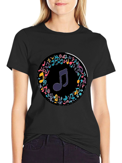Musical Notes T-Shirt - Stylish Crew Neck Tee