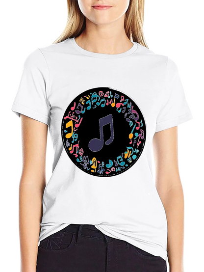 Musical Notes T-Shirt - Stylish Crew Neck Tee