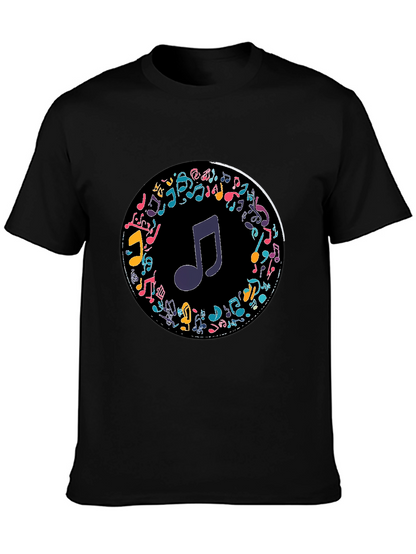 Musical Notes T-Shirt - Stylish Crew Neck Tee