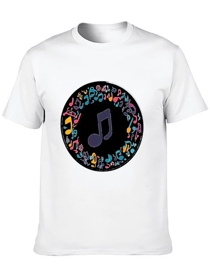 Musical Notes T-Shirt - Stylish Crew Neck Tee