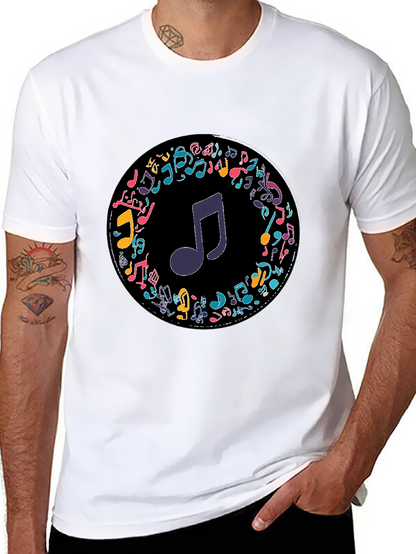 Musical Notes T-Shirt - Stylish Crew Neck Tee