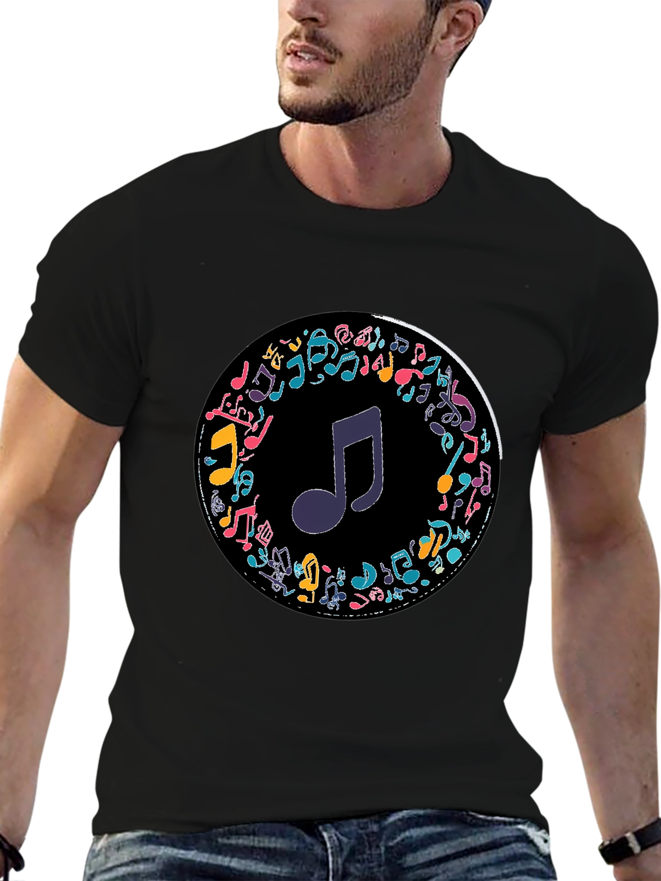 Musical Notes T-Shirt - Stylish Crew Neck Tee