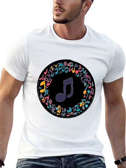 Musical Notes T-Shirt - Stylish Crew Neck Tee