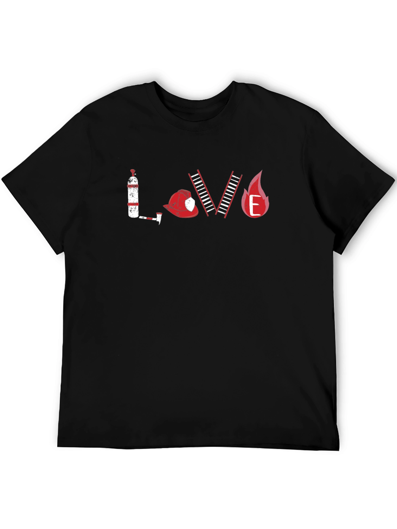 Firefighter LOVE Graphic T-Shirt - Black