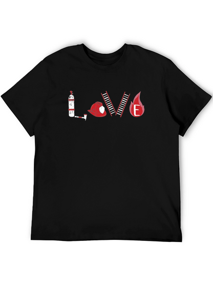 Firefighter LOVE Graphic T-Shirt - Black