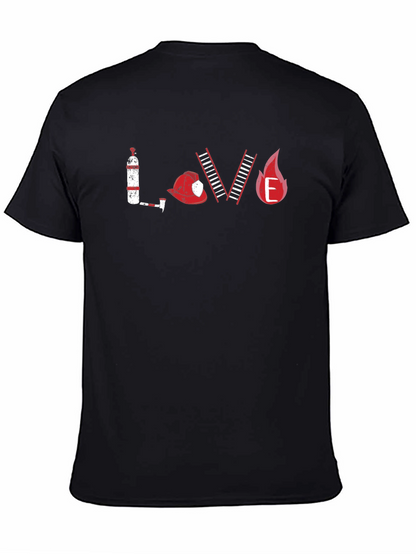 Firefighter LOVE Graphic T-Shirt - Black