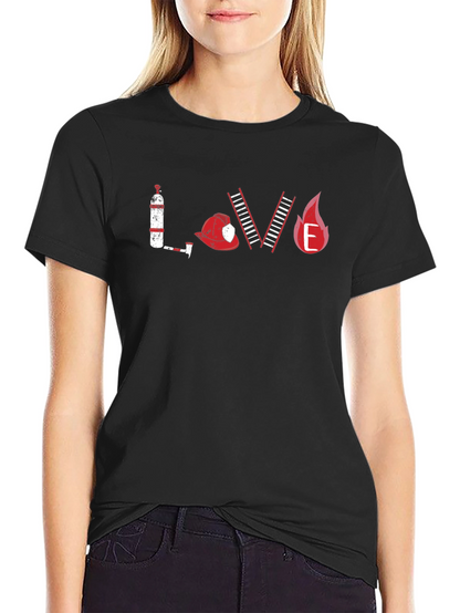 Firefighter LOVE Graphic T-Shirt - Black