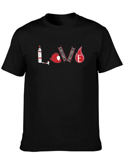 Firefighter LOVE Graphic T-Shirt - Black