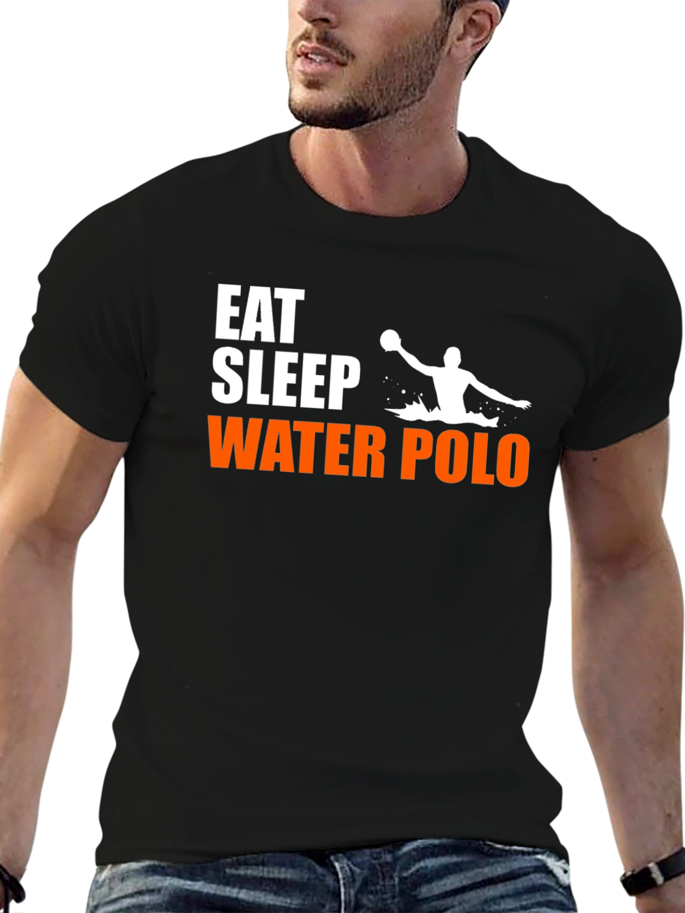 Eat Sleep Water Polo T-Shirt - Black Graphic Tee