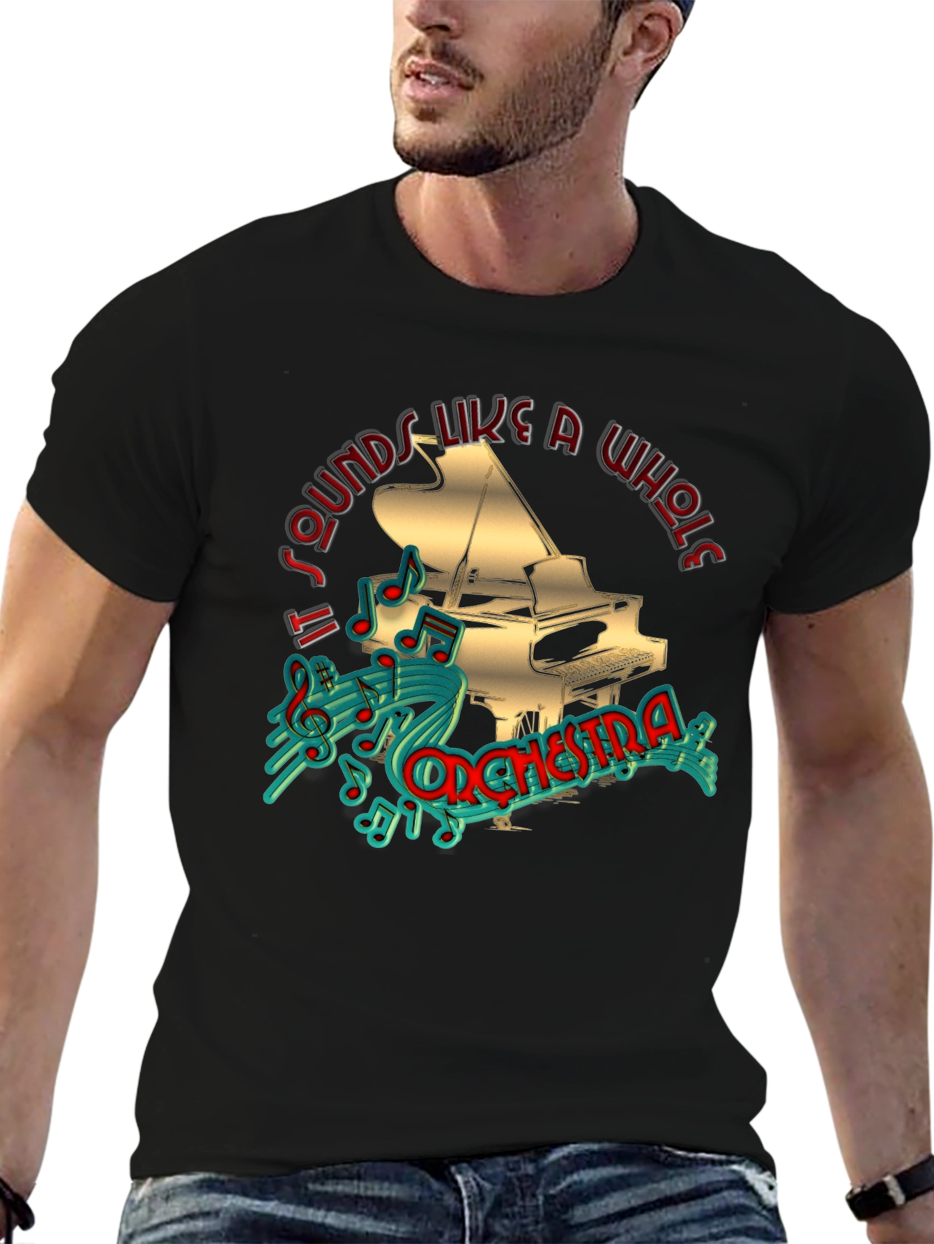 Piano Orchestra Graphic Tee - Musicians Black T-Shirt