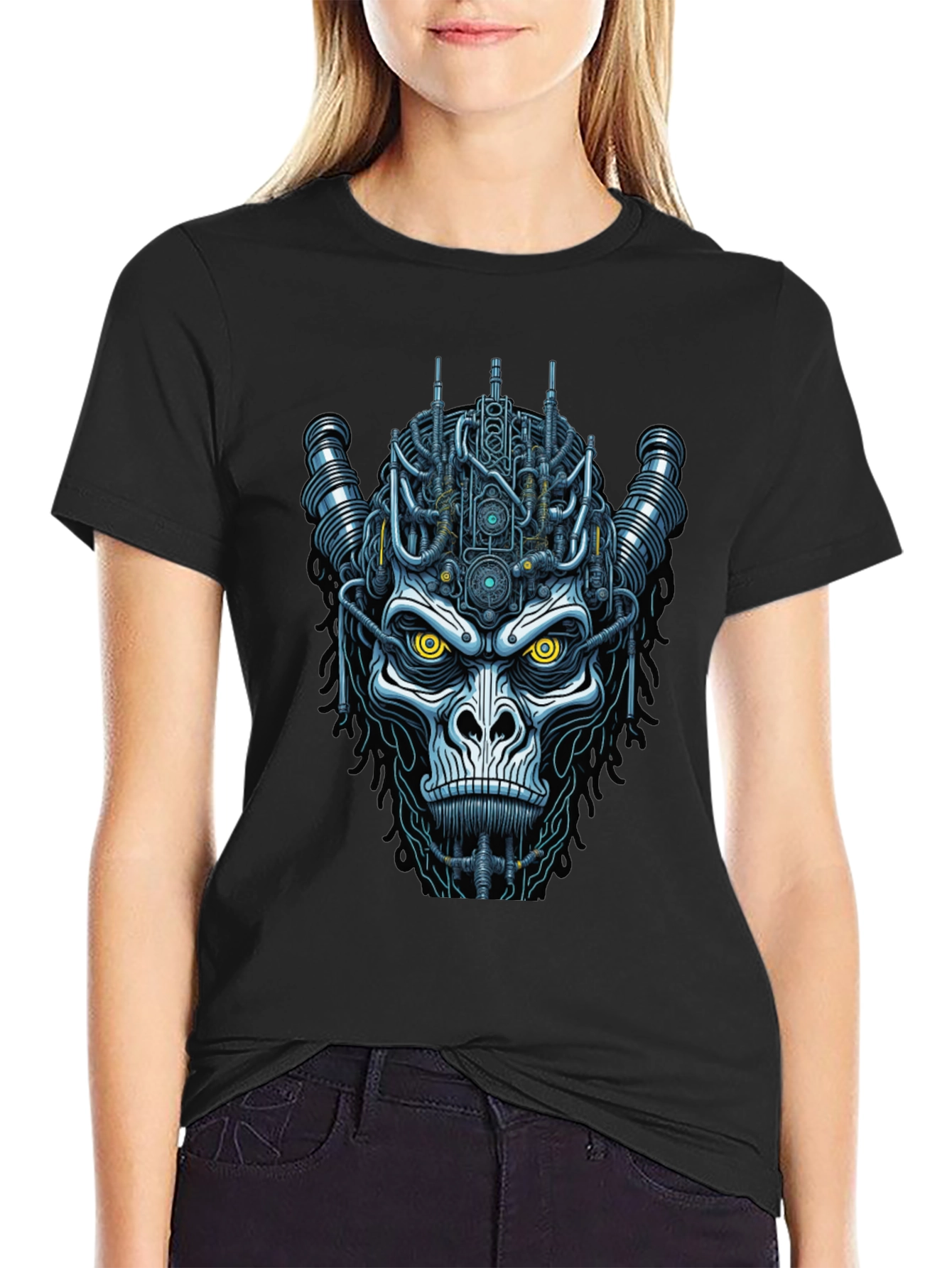 Cyberpunk Gorilla Graphic Tee - Unique Sci-Fi Design