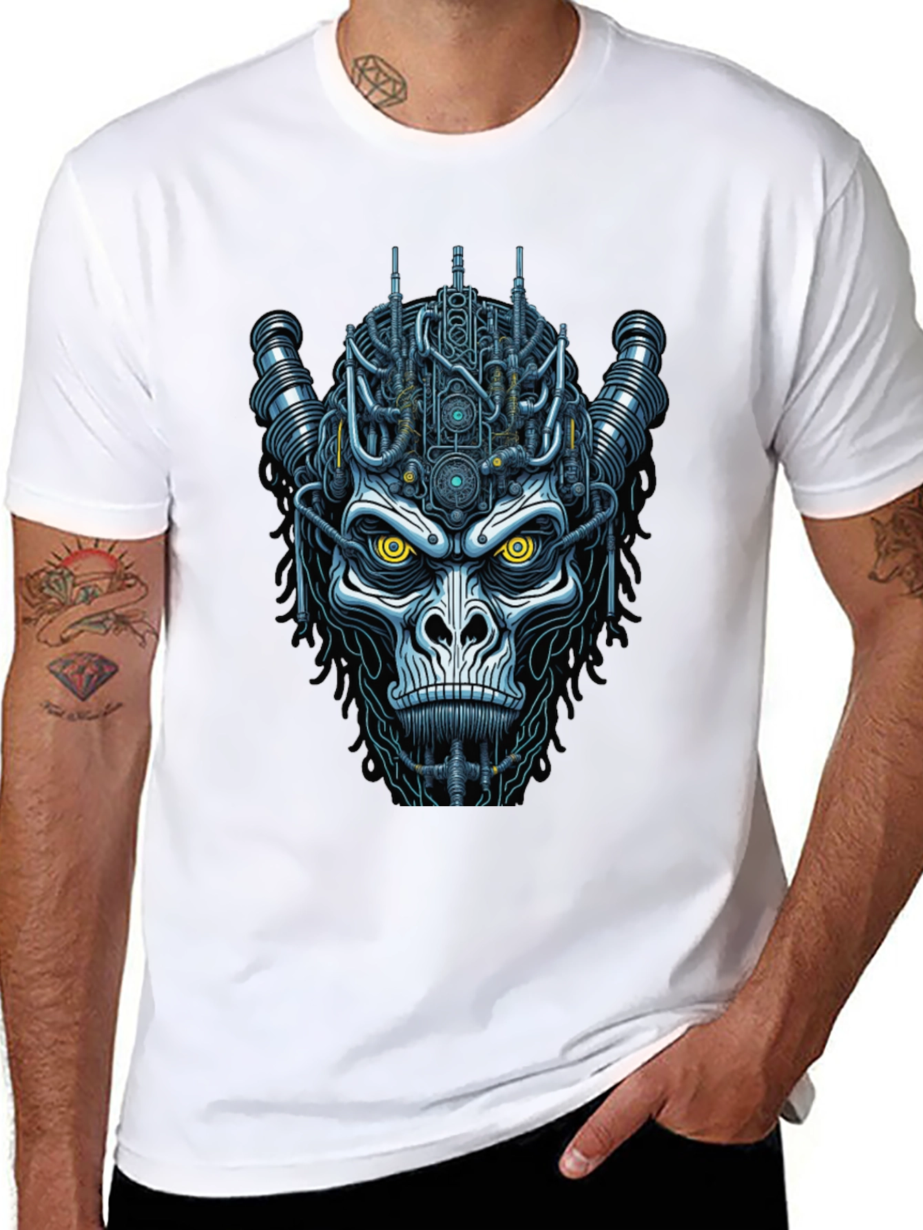 Cyberpunk Gorilla Graphic Tee - Unique Sci-Fi Design